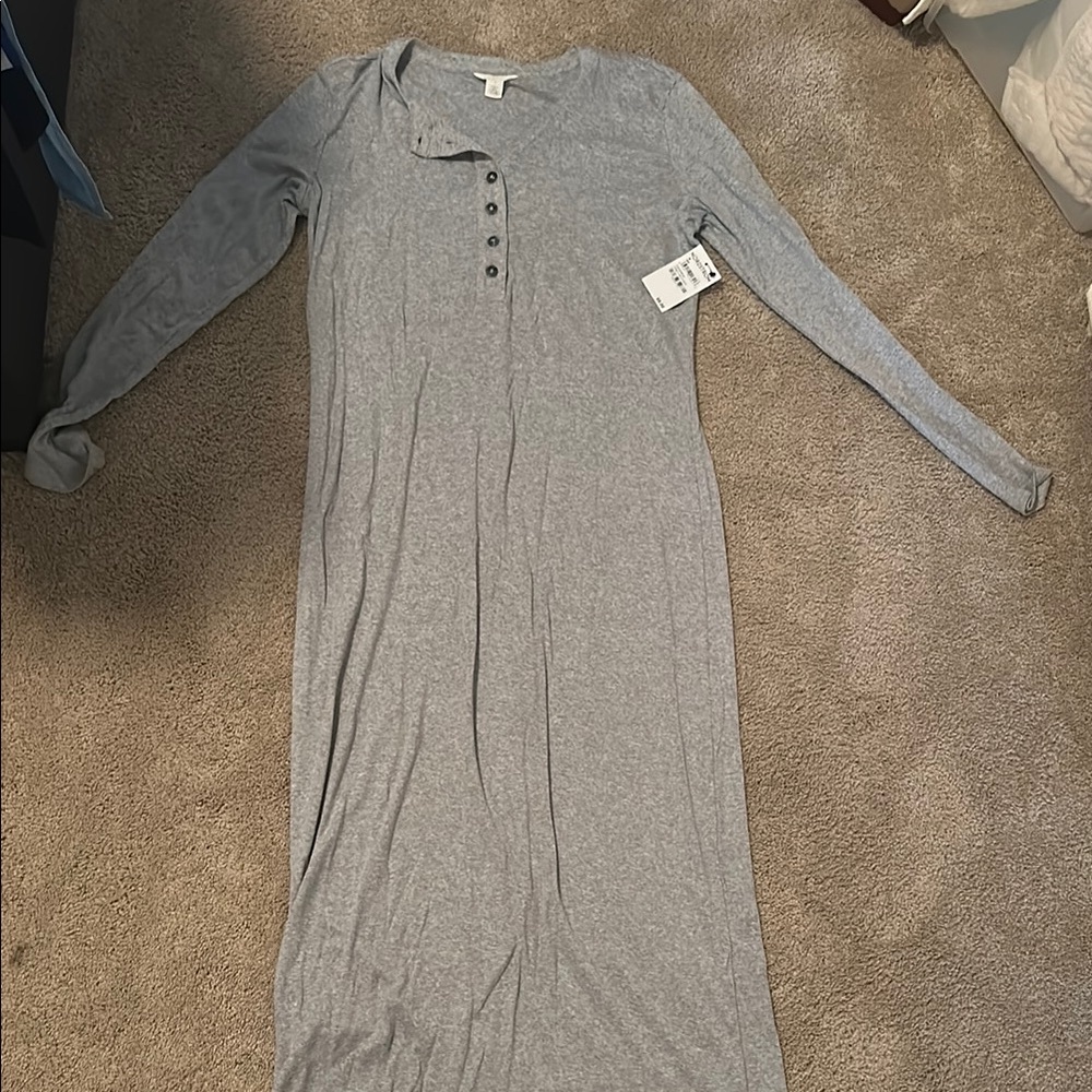 Caslon Gray Long Sleeve Buttoned Dress